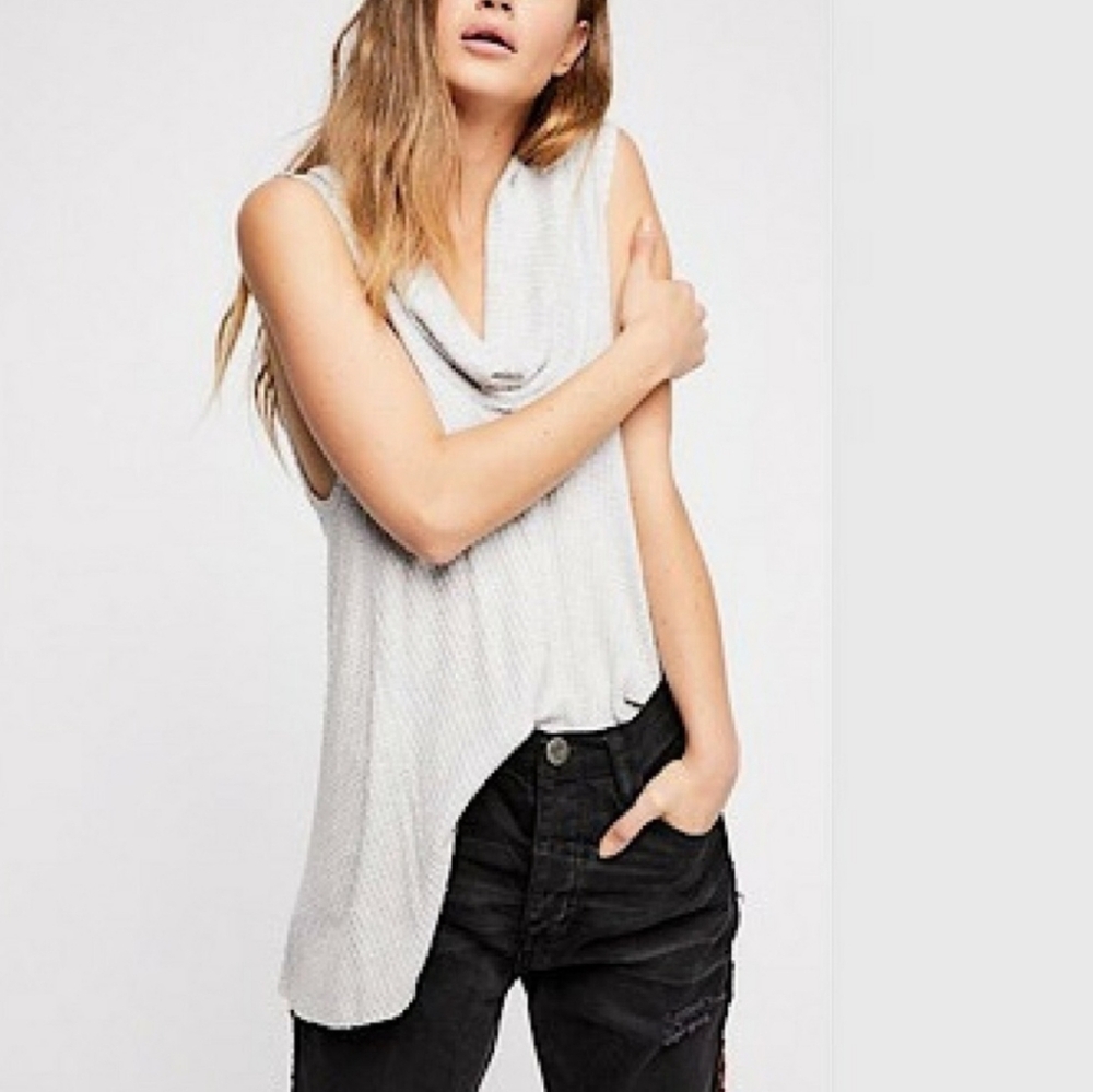 Free People Swing It Waffle Cowl Neck Sleeveless Tank Top / Small